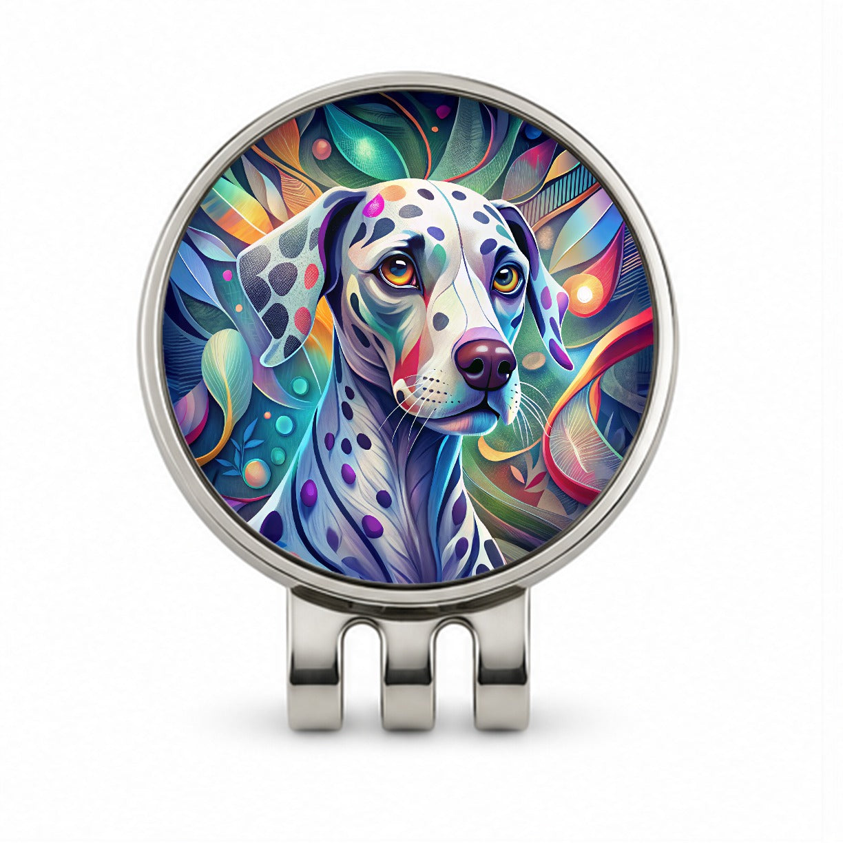 Dalmatian Dog Abstract Stylized Art Golf Hat Clip with Ball Marker