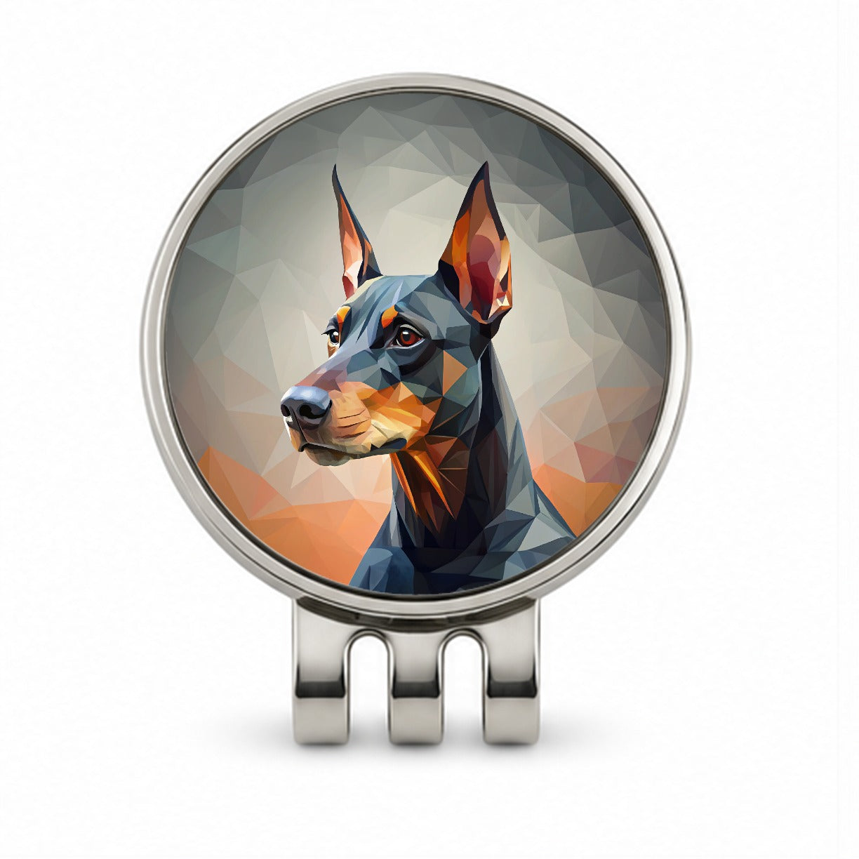 Doberman Pinscher Dog Abstract Stylized Art Golf Hat Clip with Ball Marker