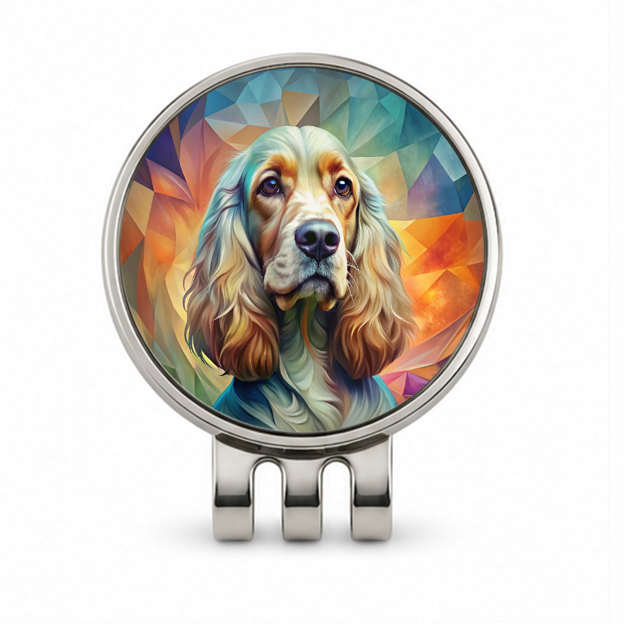 English Cocker Spaniel Dog Abstract Art Golf Hat Clip with Ball Marker