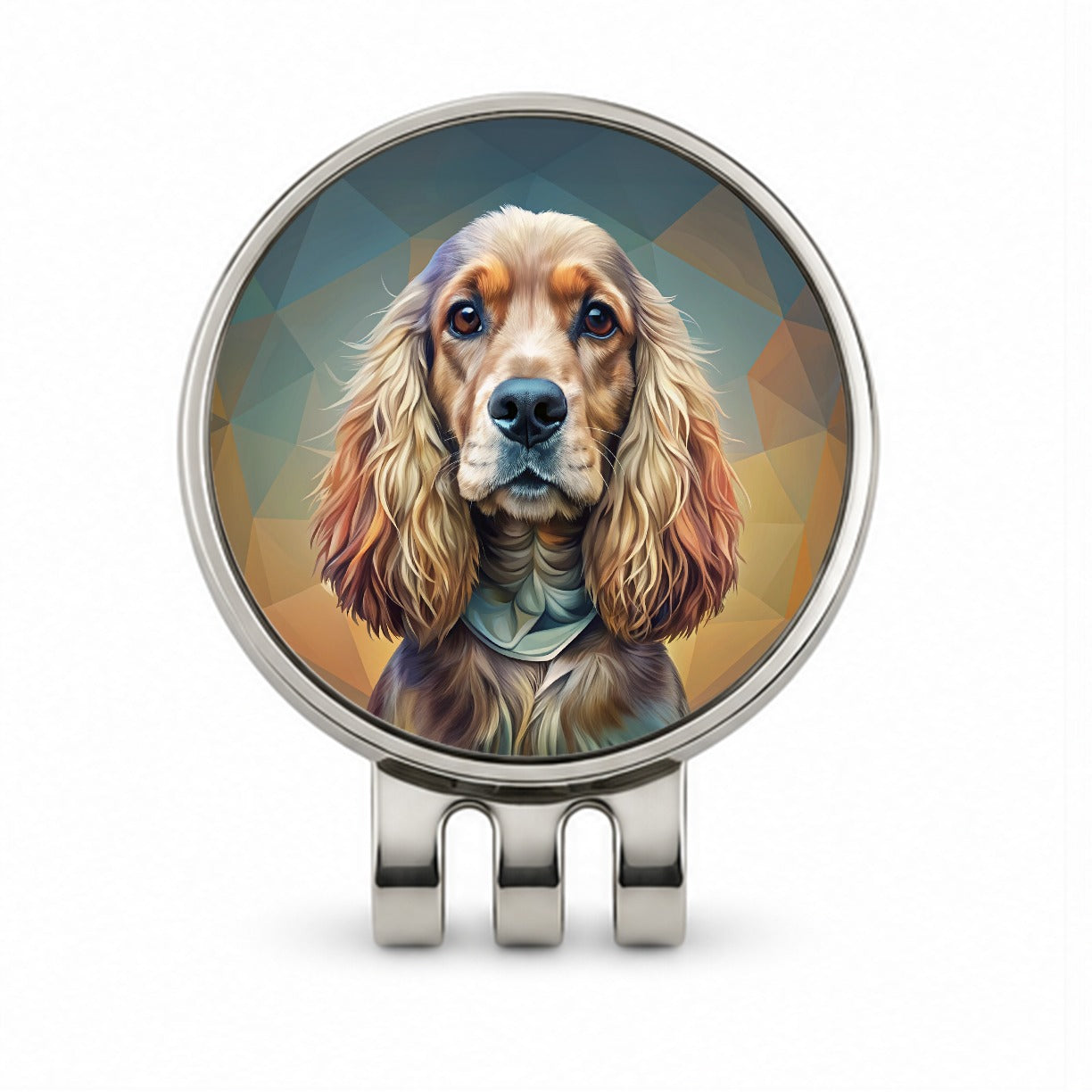 English Cocker Spaniel Dog Contemporary Art Golf Hat Clip with Ball Marker