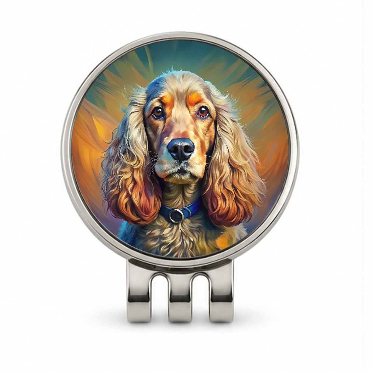 English Cocker Spaniel Dog Expressionism Art Golf Hat Clip with Ball Marker