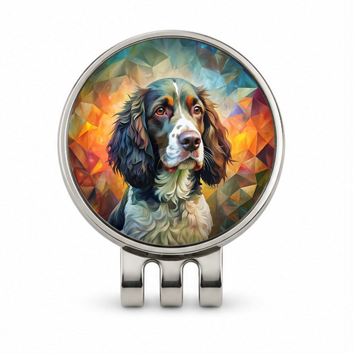 English Springer Spaniel Dog Abstract Art Golf Hat Clip with Ball Marker