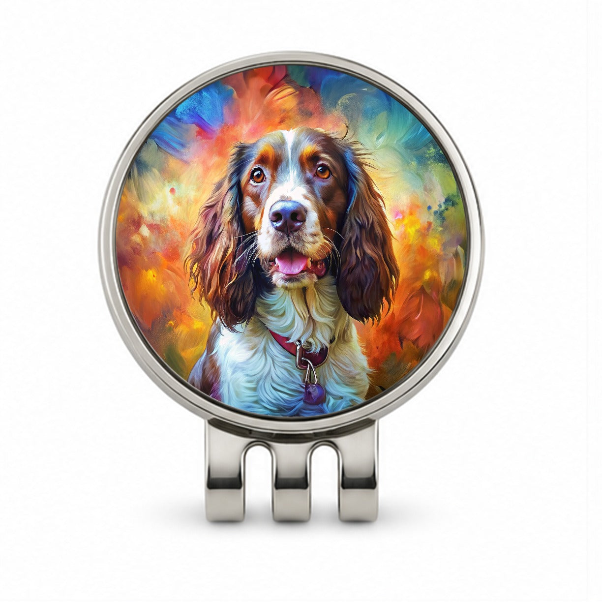 English Springer Spaniel Dog Expressionism Art Golf Hat Clip with Ball Marker