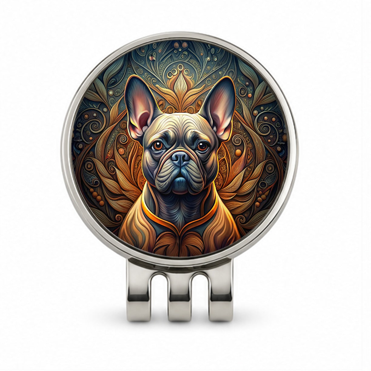 French Bulldog Frenchie Dog Art Nouveau Golf Hat Clip with Ball Marker