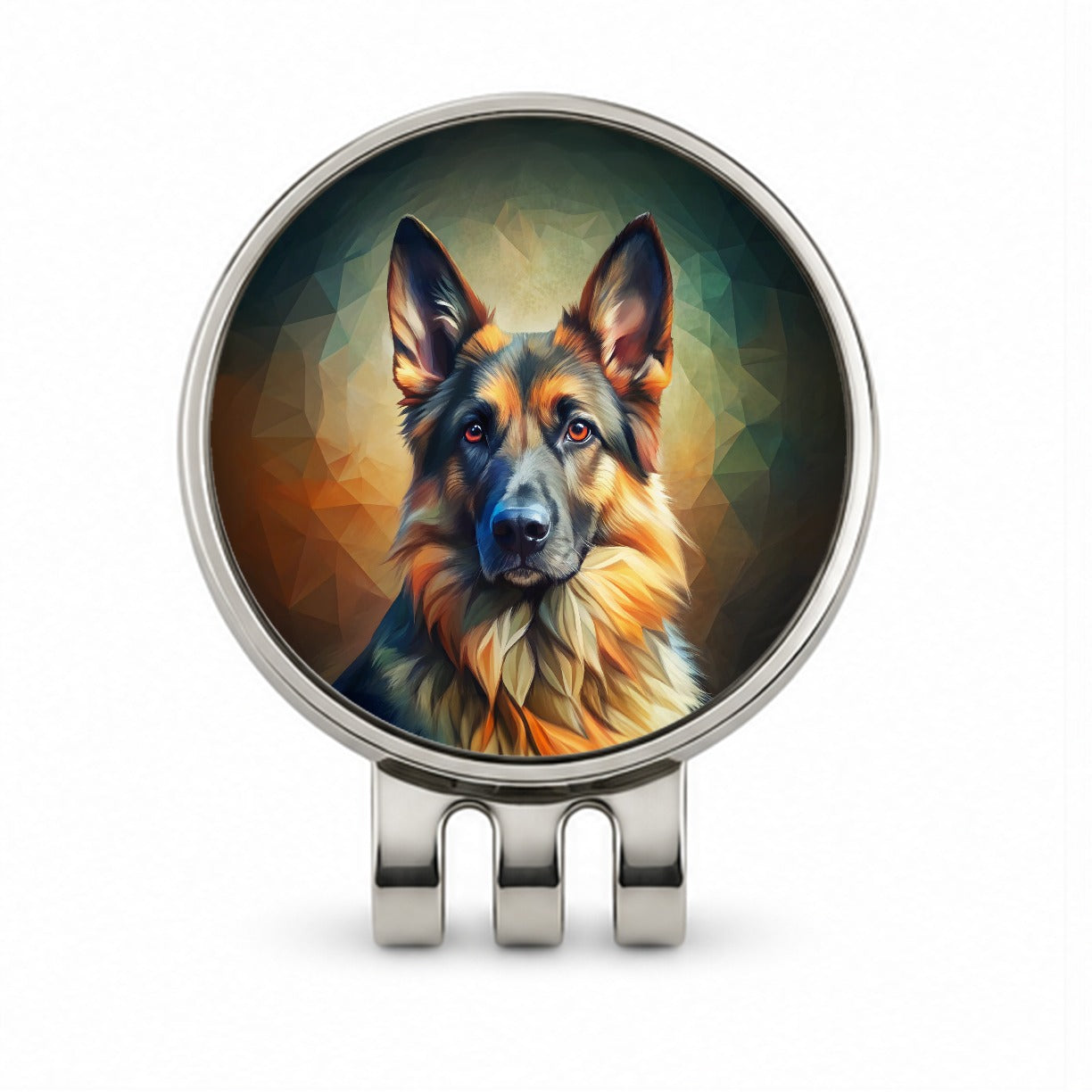 German Shepherd Dog Abstract Stylized Art Golf Hat Clip with Ball Marker