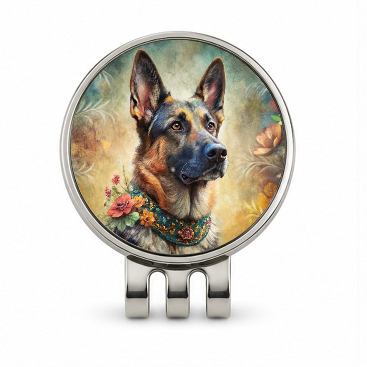 German Shepherd Dog French Bohemian Art Golf Hat Clip with Ball Marker