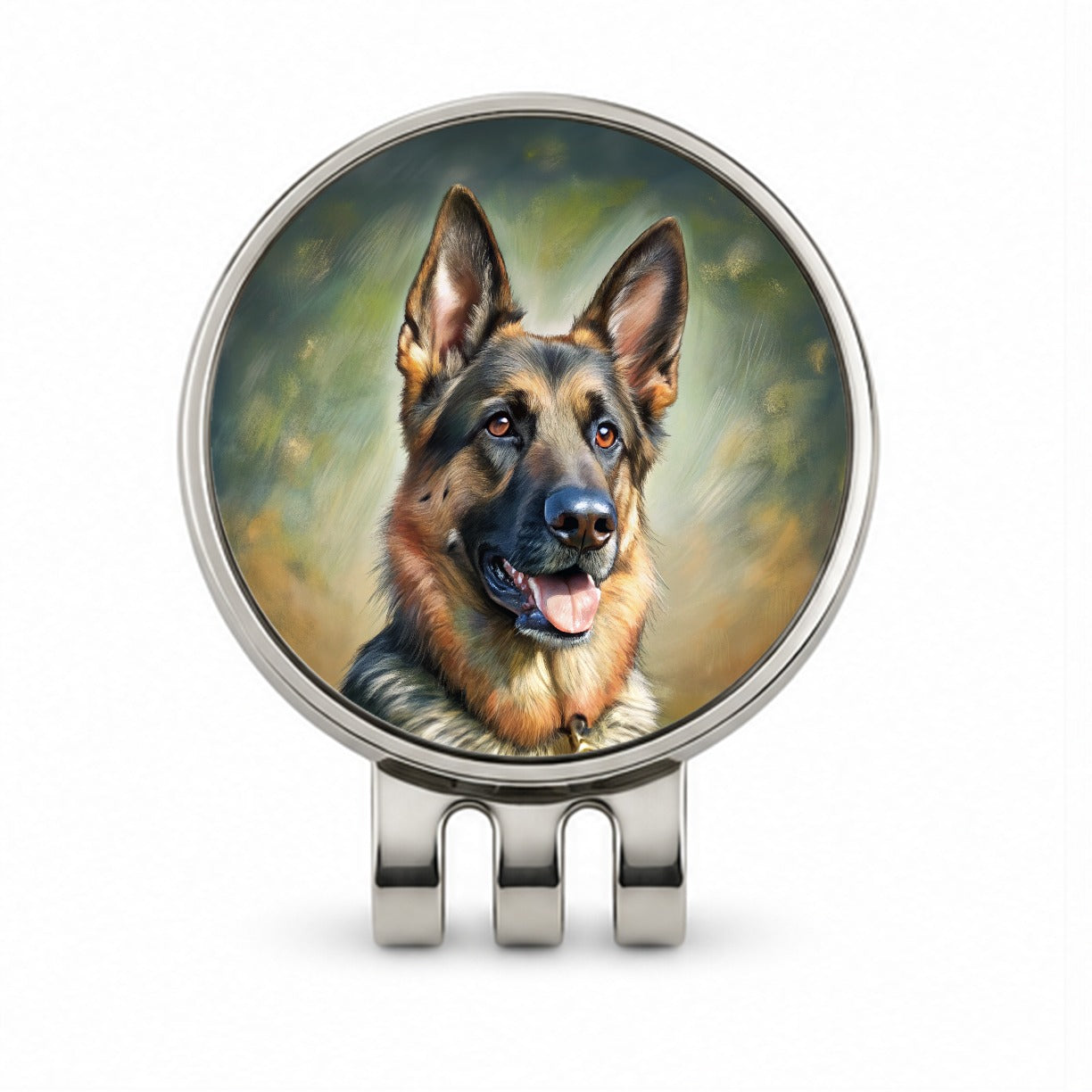 German Shepherd Dog Illustration Golf Hat Clip with Ball Marker
