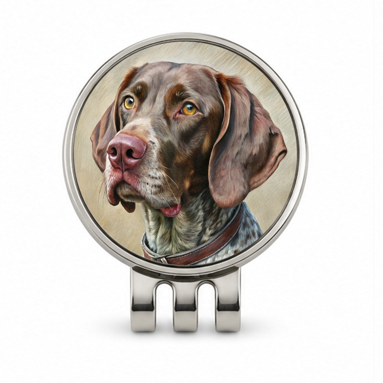 German Shorthaired Pointer Dog Illustration Golf Hat Clip with Ball Marker