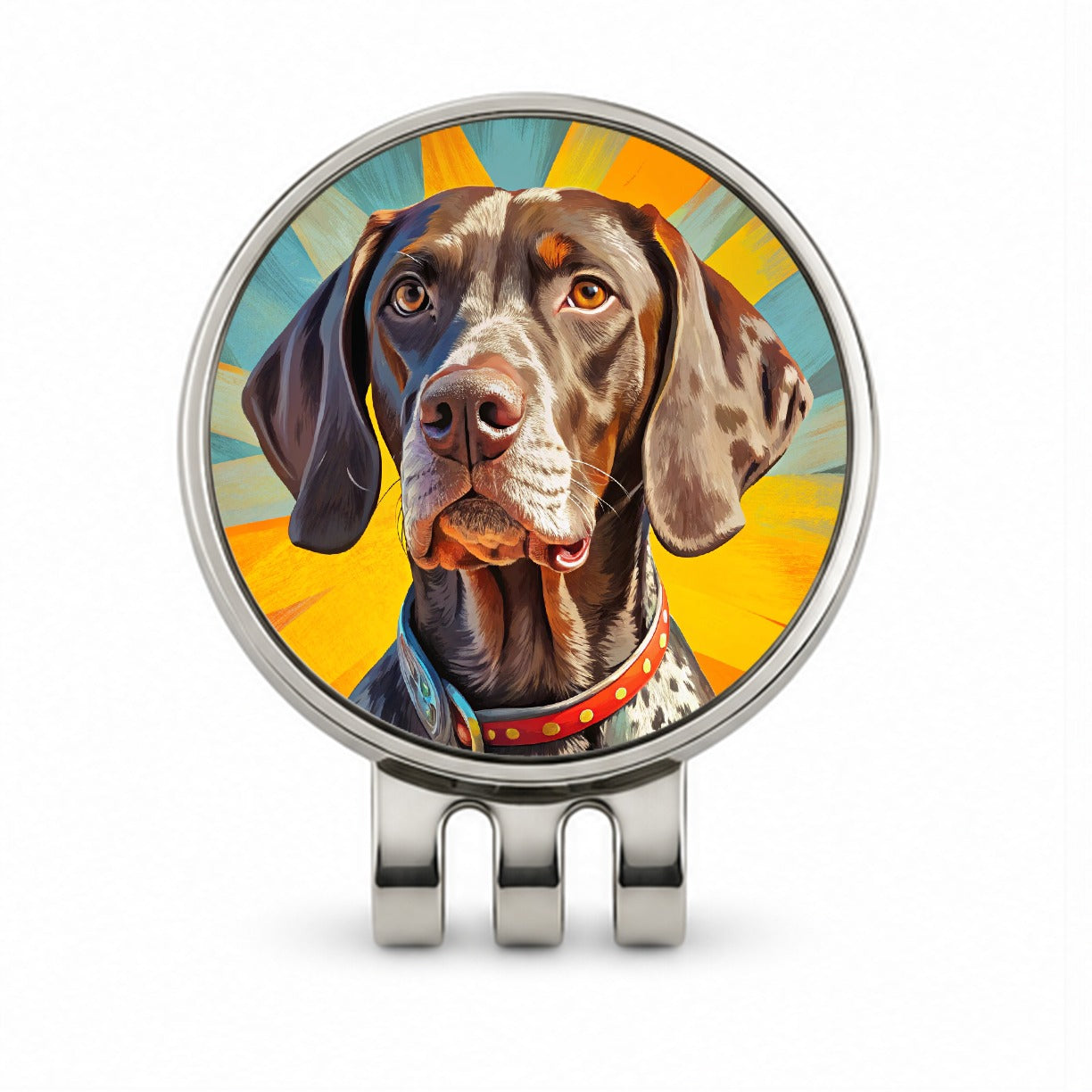 German Shorthaired Pointer Dog Pop Art Golf Hat Clip with Ball Marker