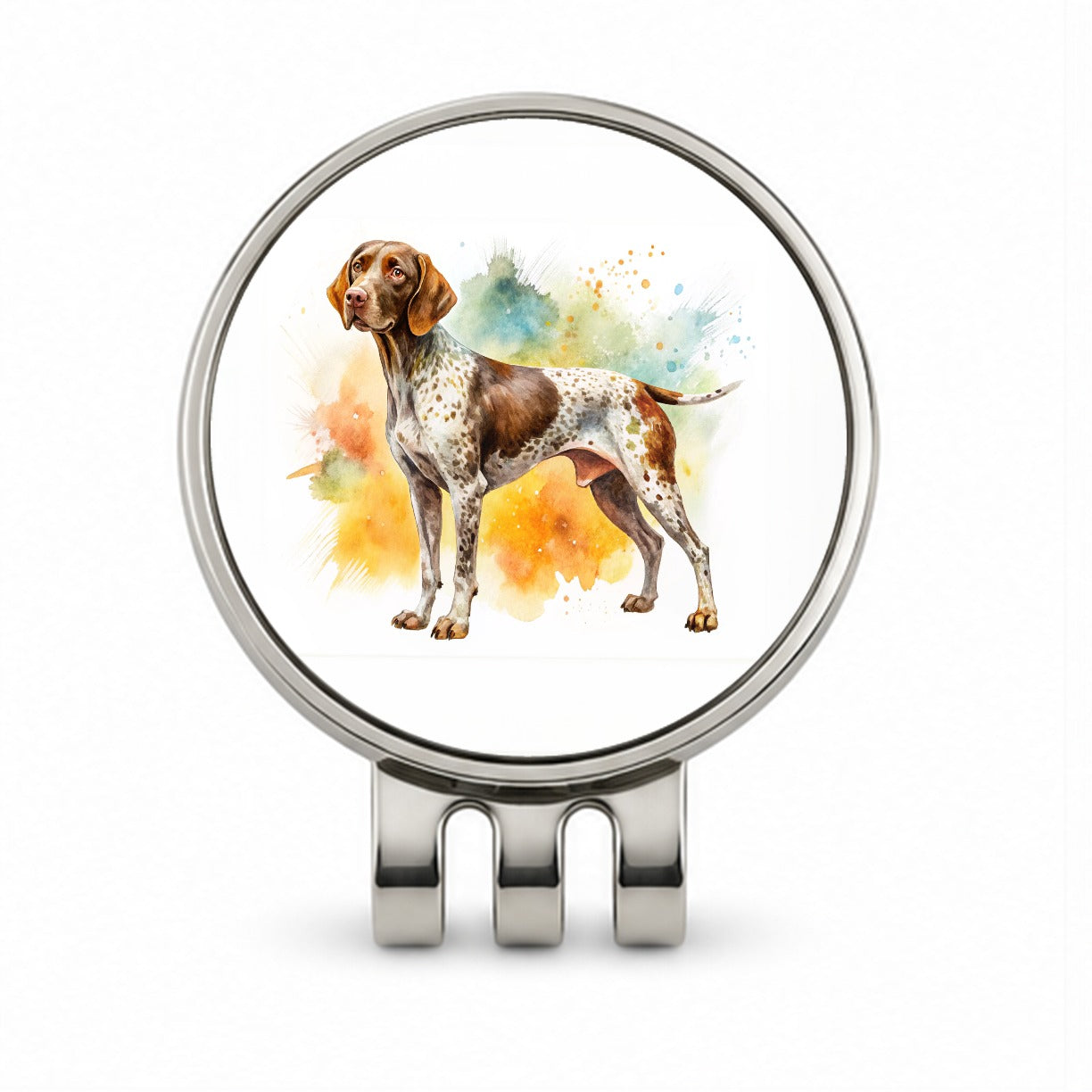 German Shorthaired Pointer Dog Watercolor Style Golf Hat Clip with Ball Marker