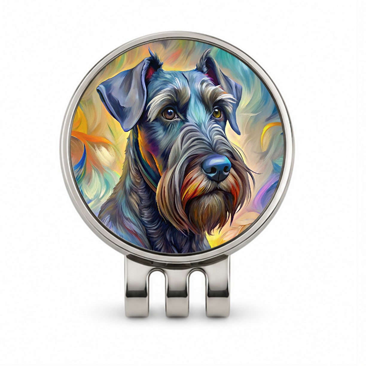 Giant Schnauzer Dog Expressionism Art Golf Hat Clip with Ball Marker