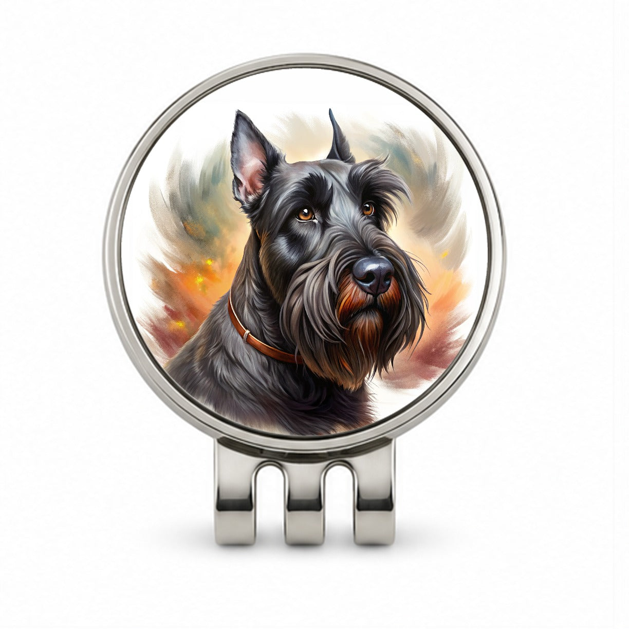 Giant Schnauzer Dog Illustration Golf Hat Clip with Ball Marker