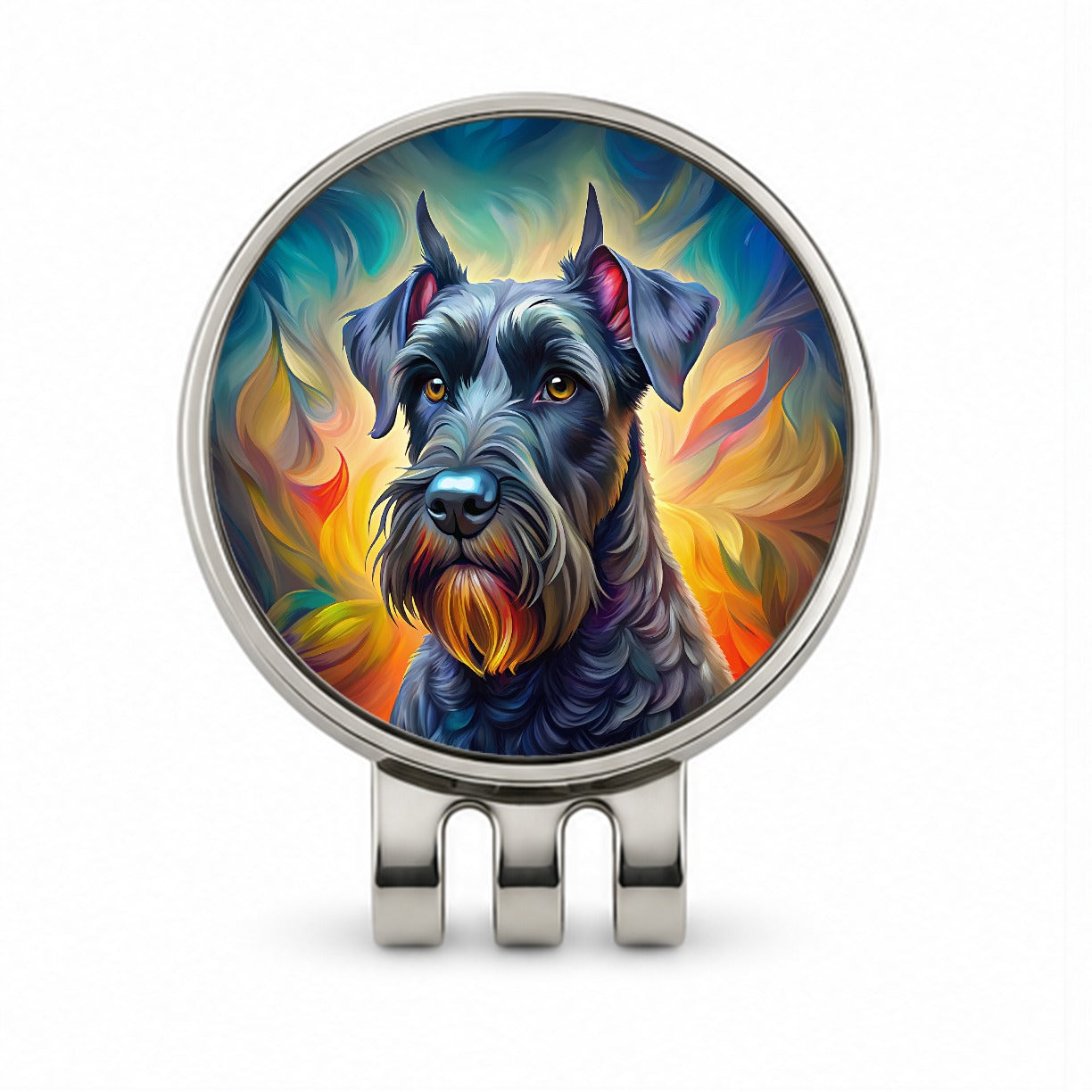 Giant Schnauzer Dog Pop Art Golf Hat Clip with Ball Marker