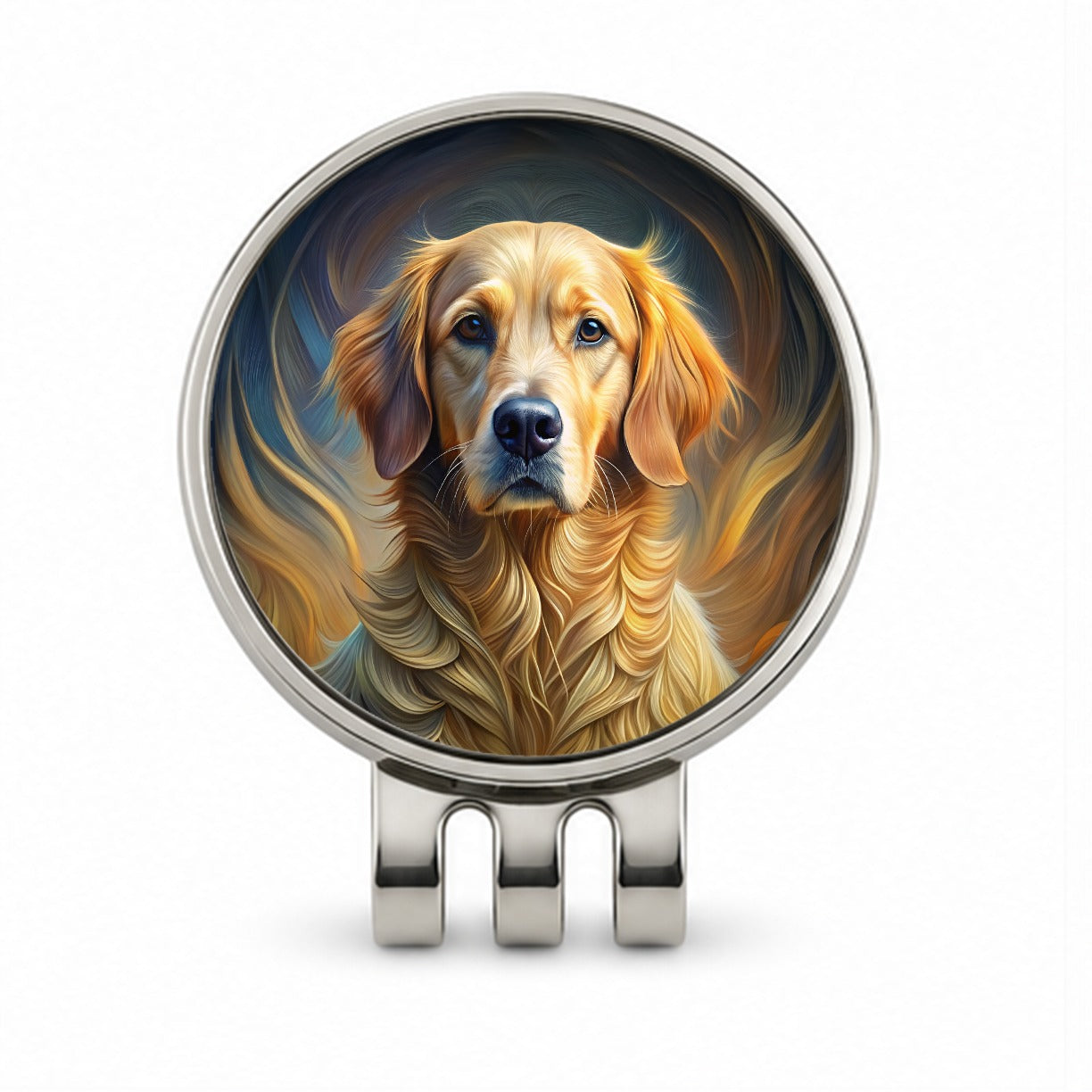 Golden Retriever Dog Abstract Stylized Art Golf Hat Clip with Ball Marker