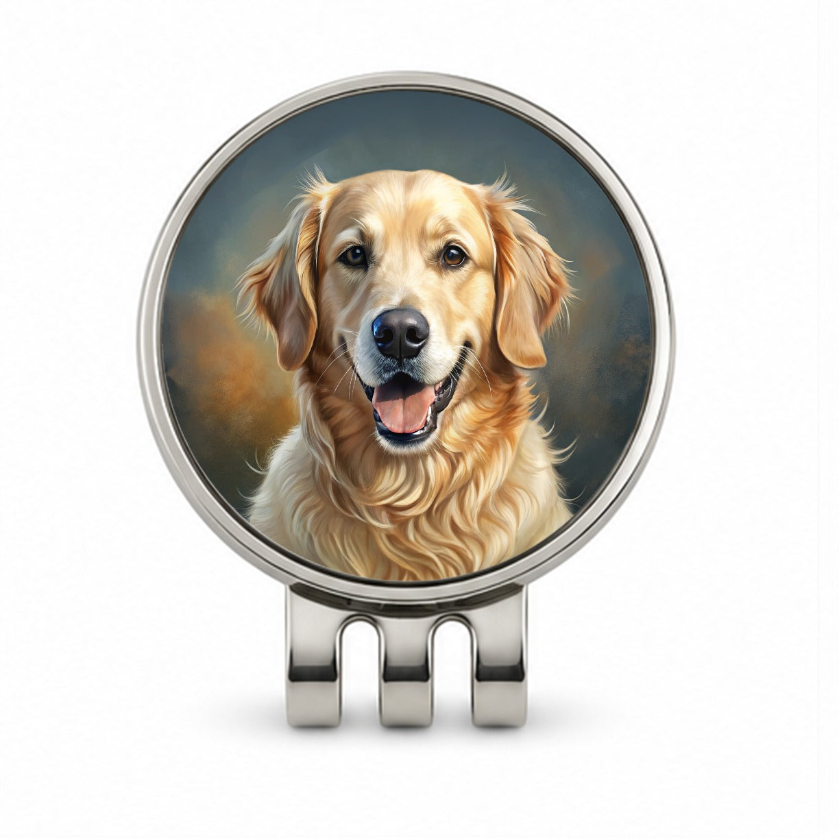 Golden Retriever Dog Illustration Golf Hat Clip with Ball Marker