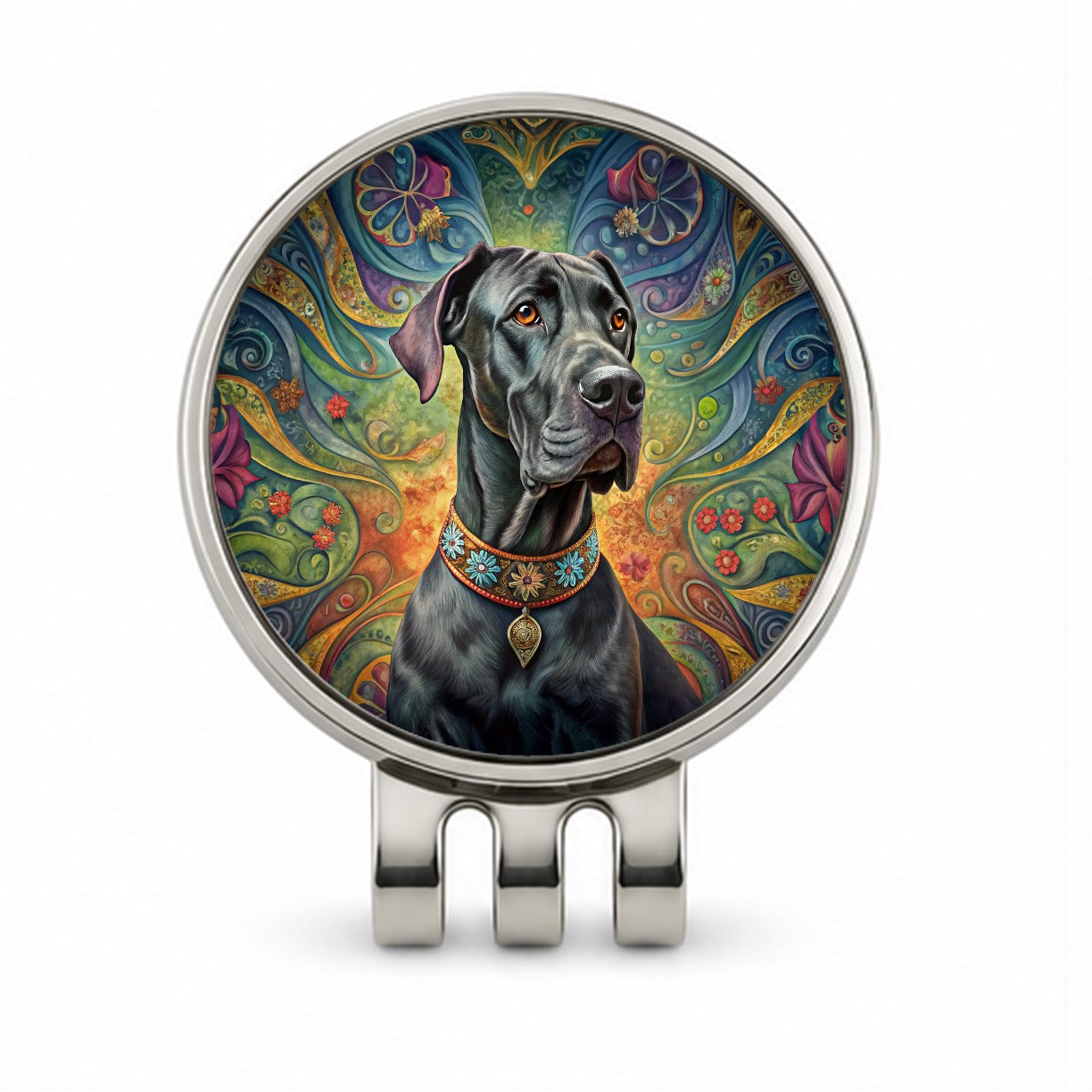 Great Dane Dog French Bohemian Art Golf Hat Clip with Ball Marker