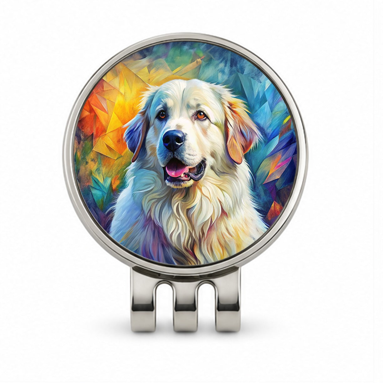 Great Pyrenees Dog Contemporary Art Golf Hat Clip with Ball Marker
