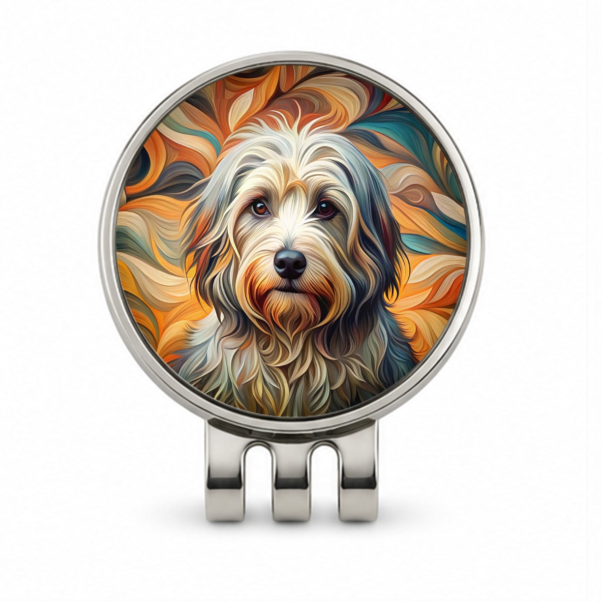 Havanese Dog Abstract Stylized Art Golf Hat Clip with Ball Marker