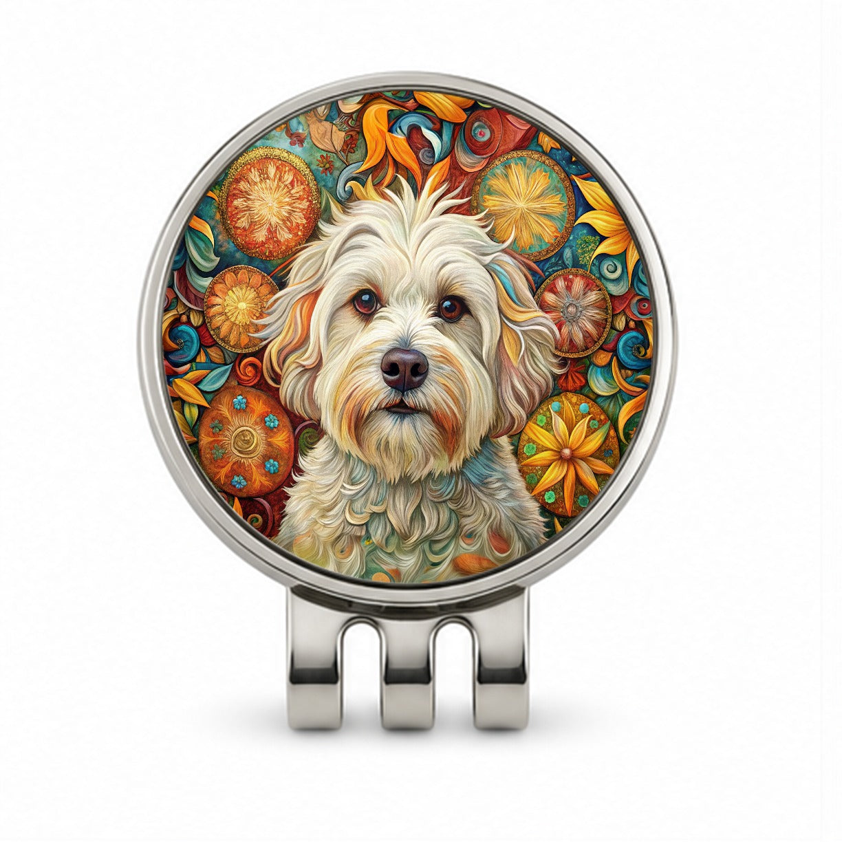 Havanese Dog Bohemian Art Golf Hat Clip with Ball Marker
