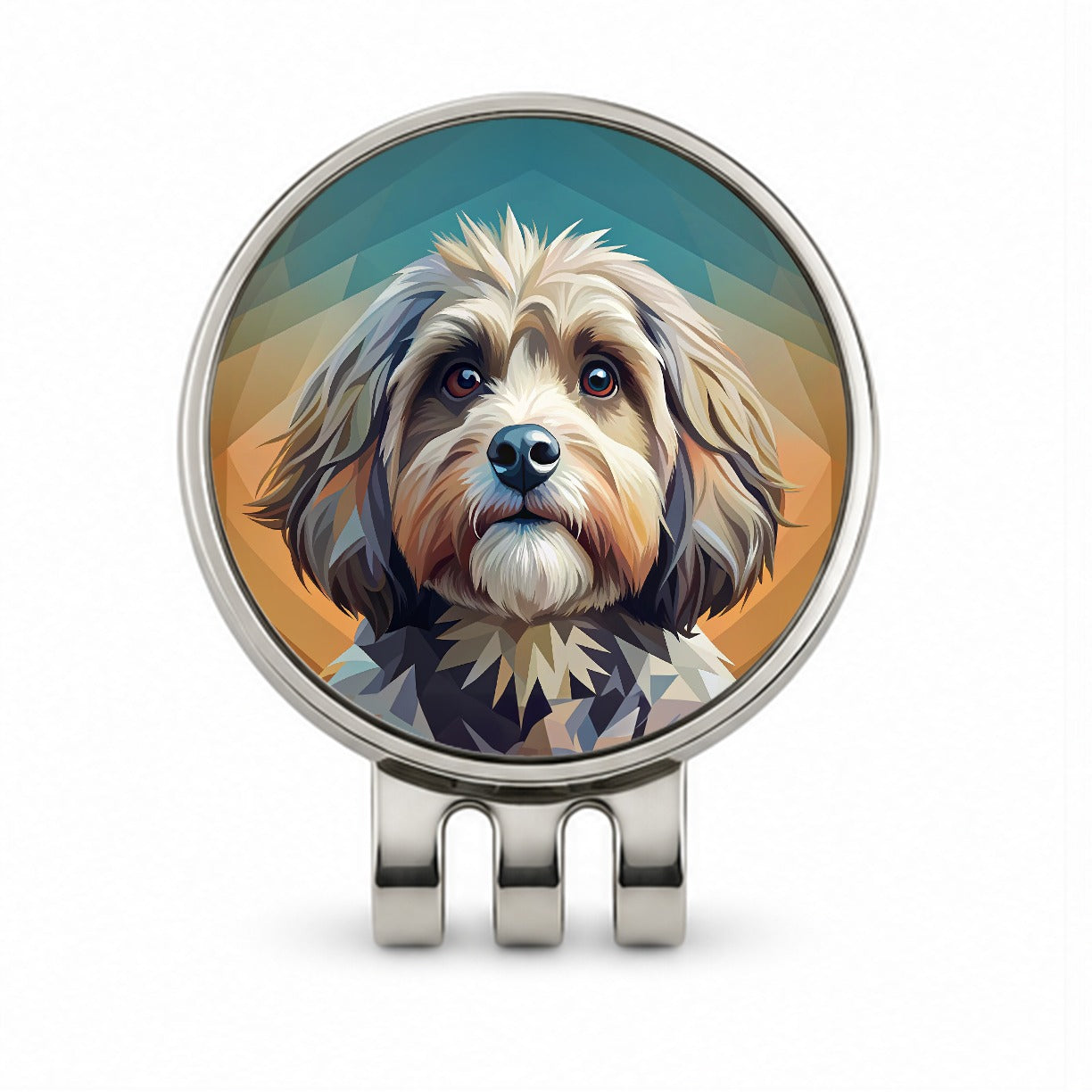 Havanese Dog Contemporary Art Golf Hat Clip with Ball Marker