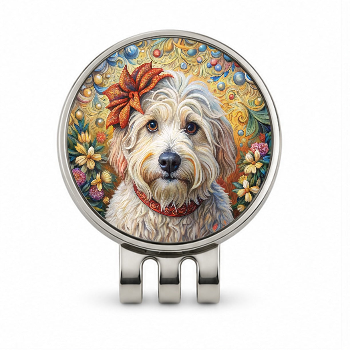 Havanese Dog French Bohemian Art Golf Hat Clip with Ball Marker