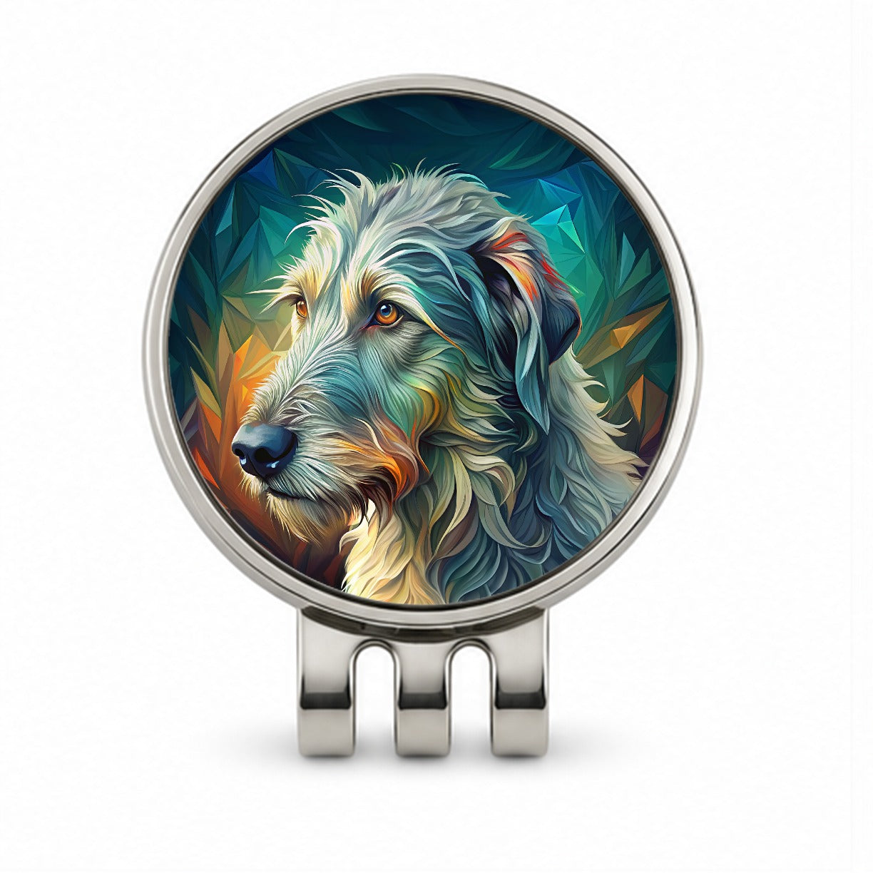 Irish Wolfhound Dog Abstract Stylized Art Golf Hat Clip with Ball Marker