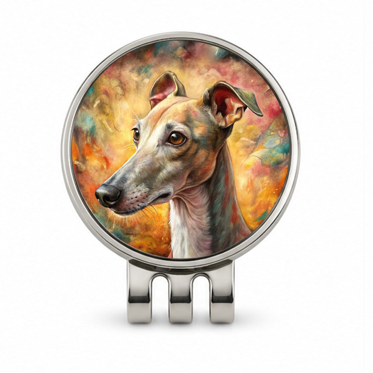 Italian Greyhound Dog Illustration Golf Hat Clip with Ball Marker