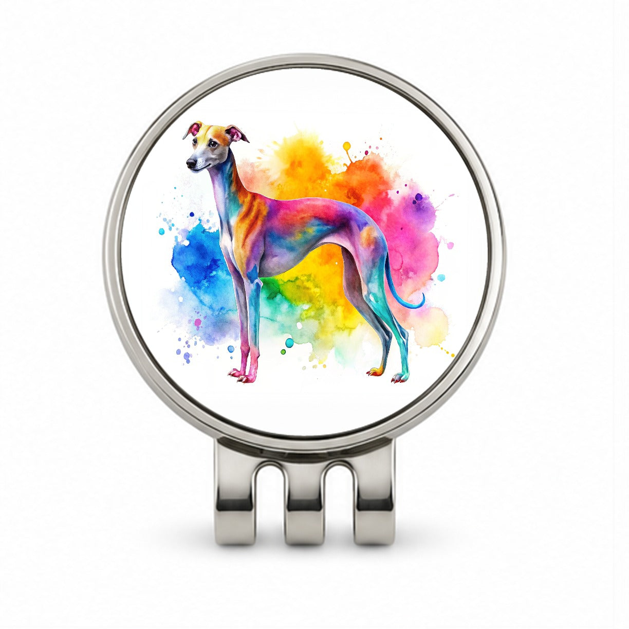 Italian Greyhound Dog Watercolor Style Golf Hat Clip with Ball Marker