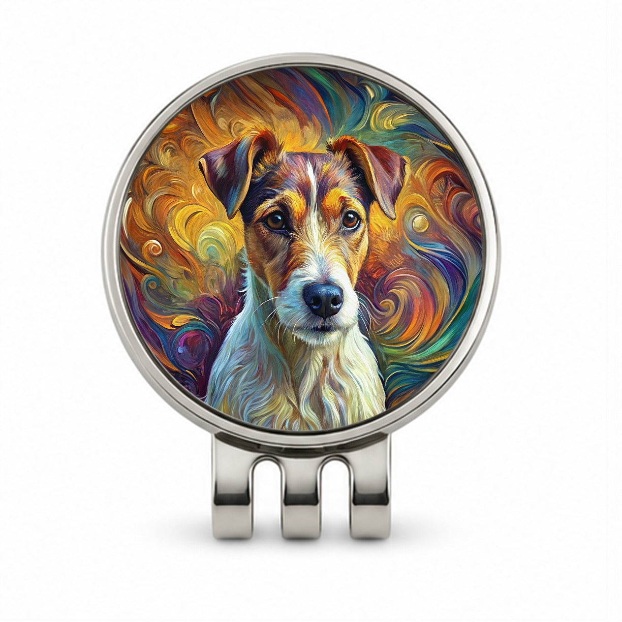 Jack Russell Terrier Dog Abstract Art Golf Hat Clip with Ball Marker