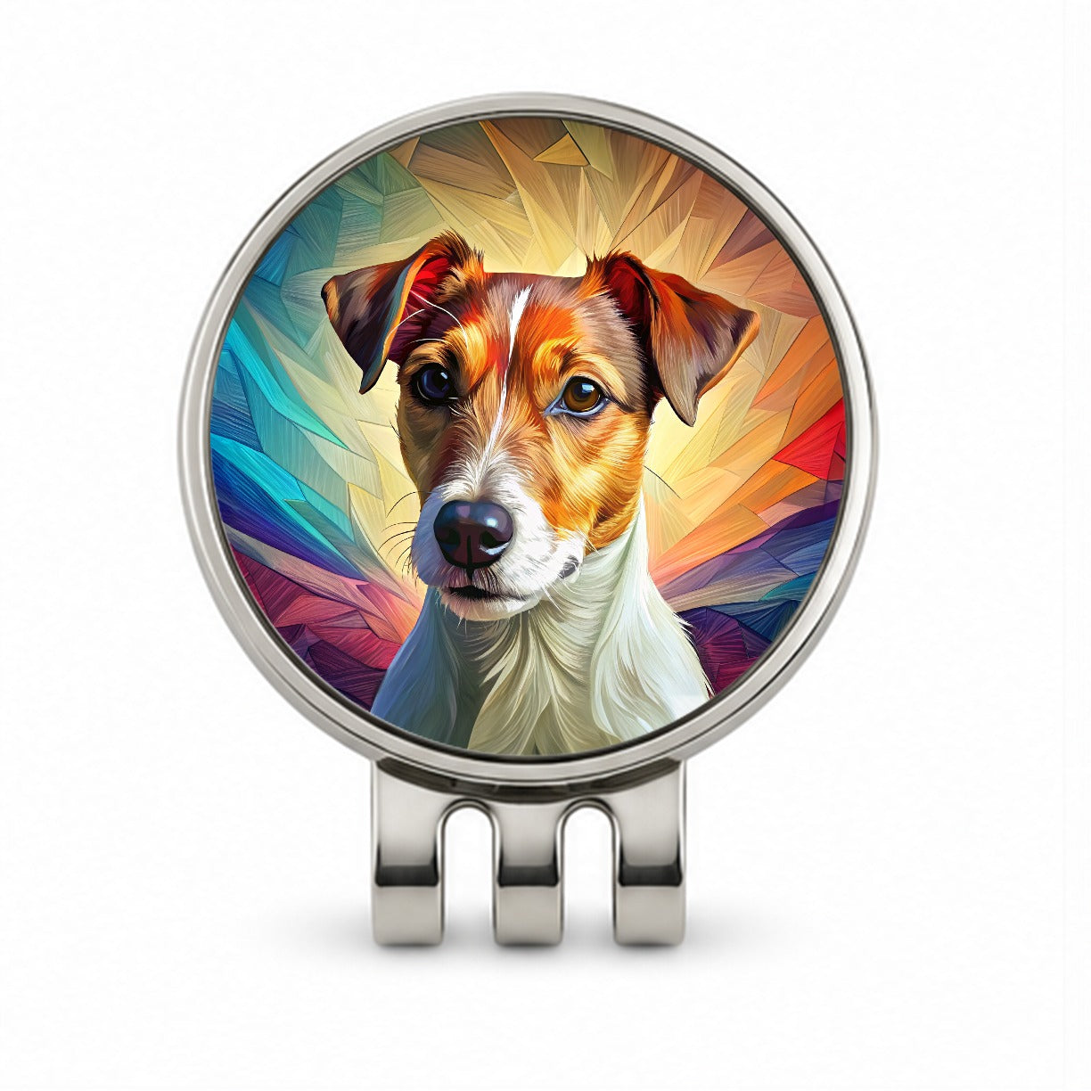 Jack Russell Terrier Dog Pop Art Golf Hat Clip with Ball Marker