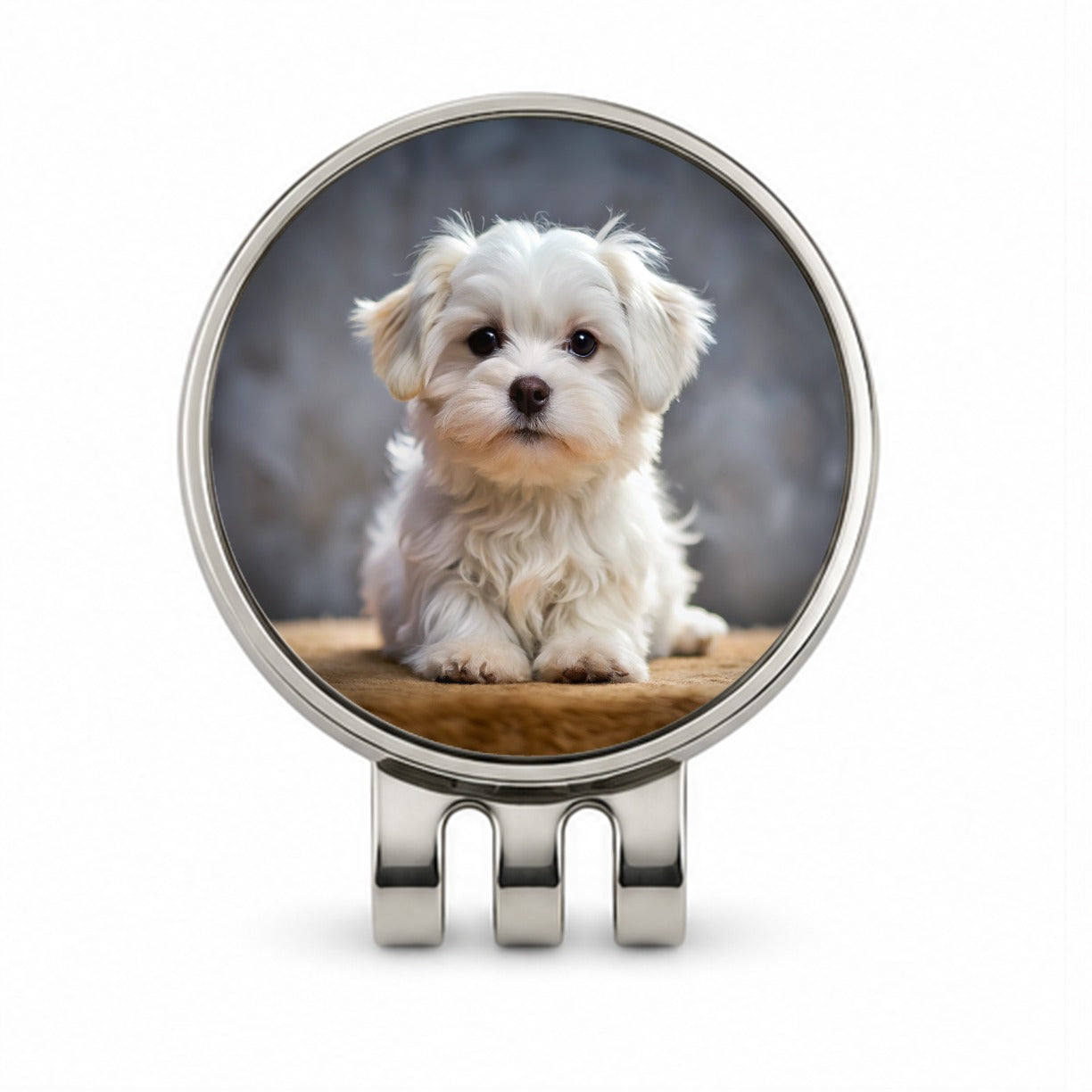 Maltese Dog Puppy Photo Golf Hat Clip with Ball Marker