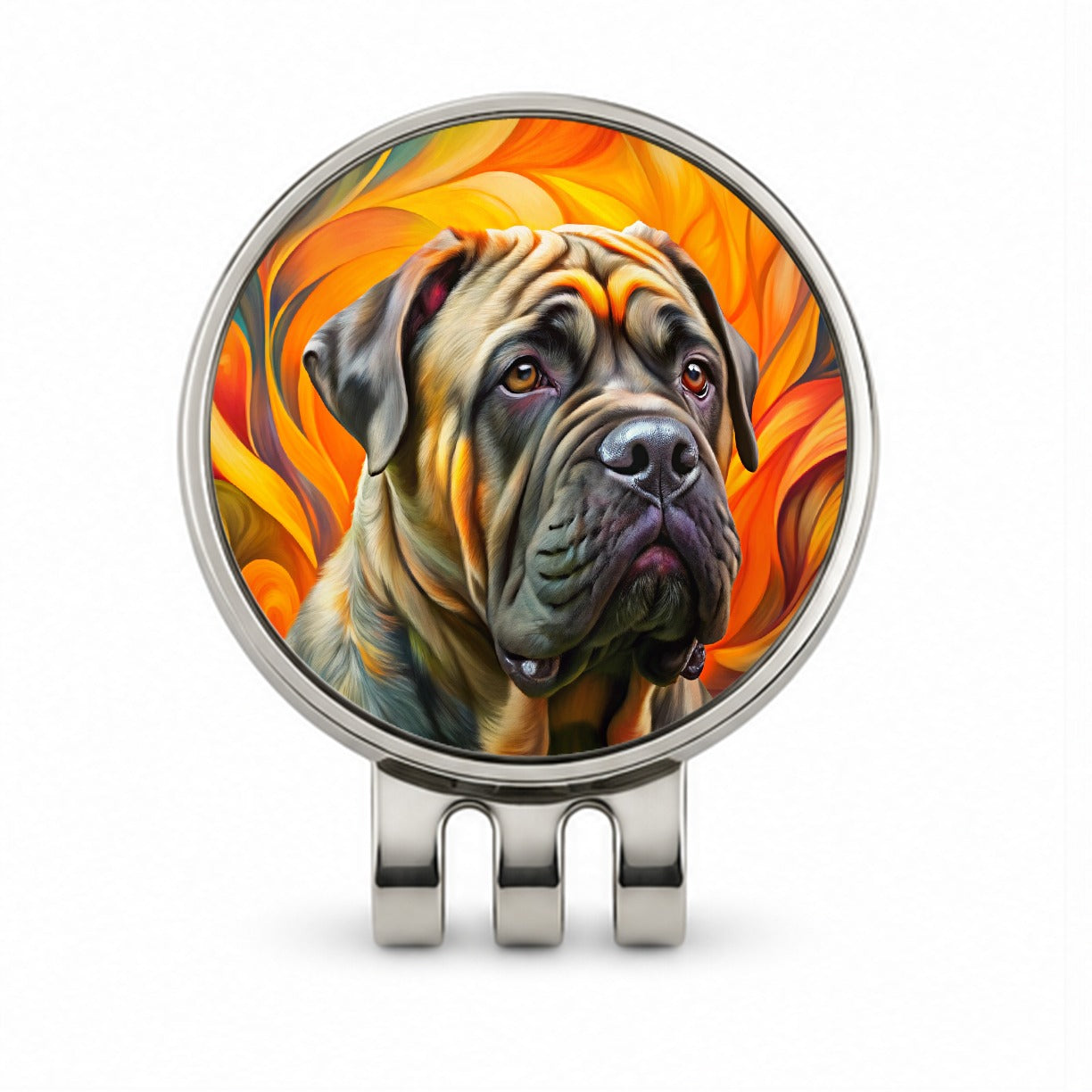 Mastiff Dog Abstract Art Golf Hat Clip with Ball Marker
