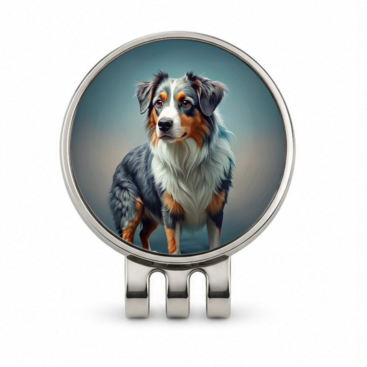 Miniature American Shepherd Dog Contemporary Art Golf Hat Clip with Ball Marker
