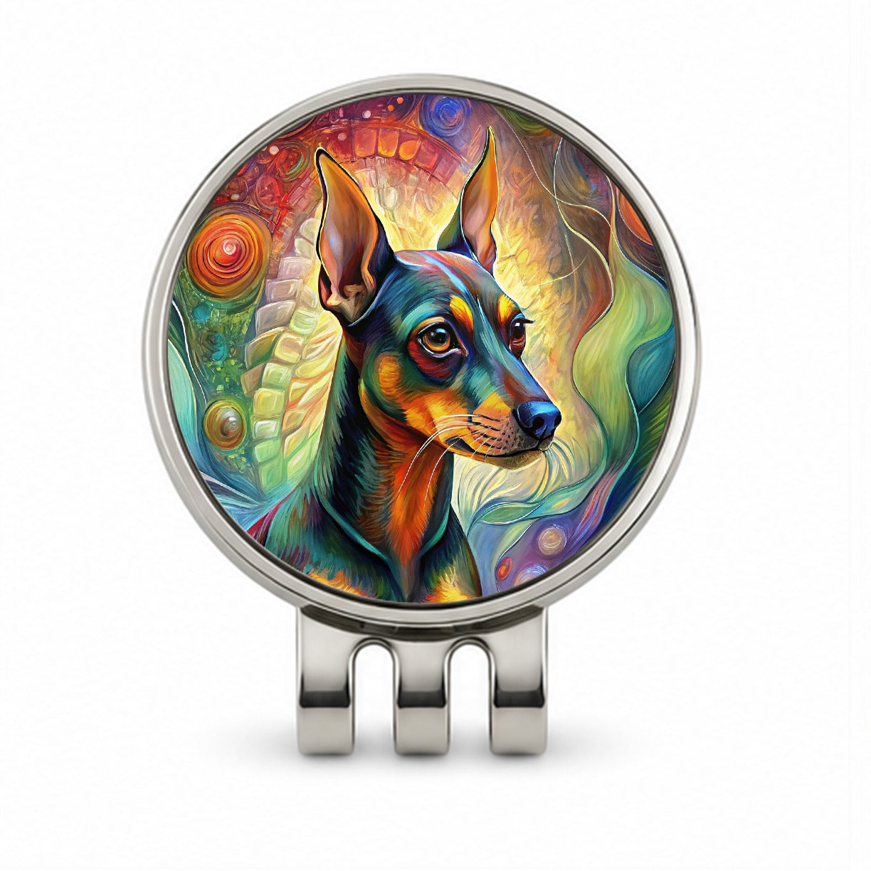 Miniature Pinscher Dog Abstract Art Golf Hat Clip with Ball Marker