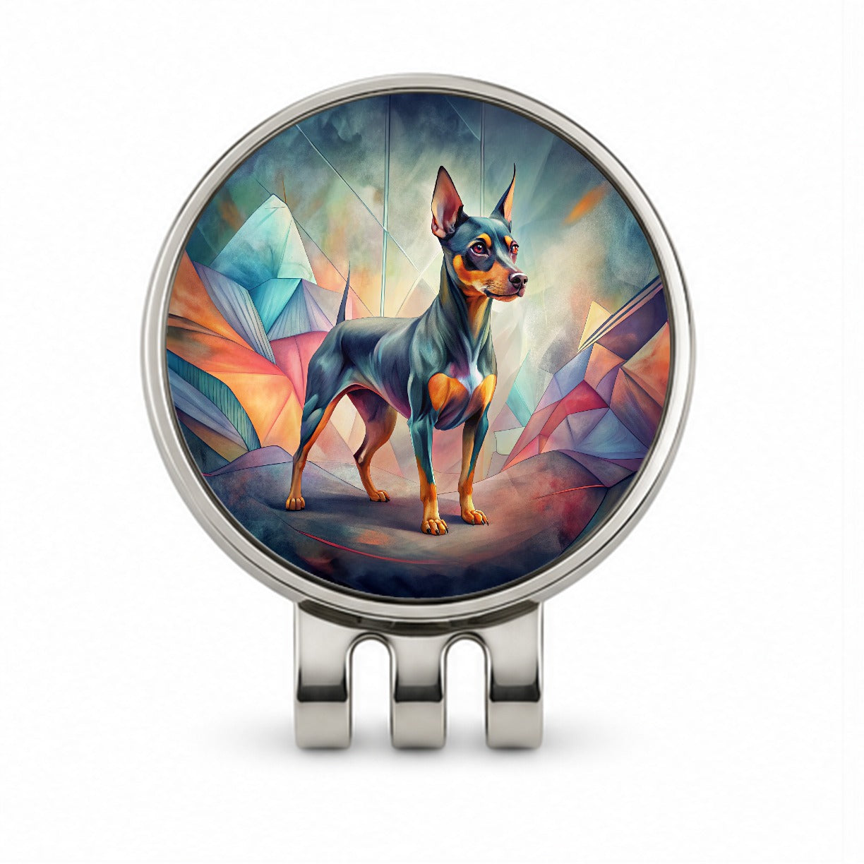 Miniature Pinscher Dog Contemporary Art Golf Hat Clip with Ball Marker