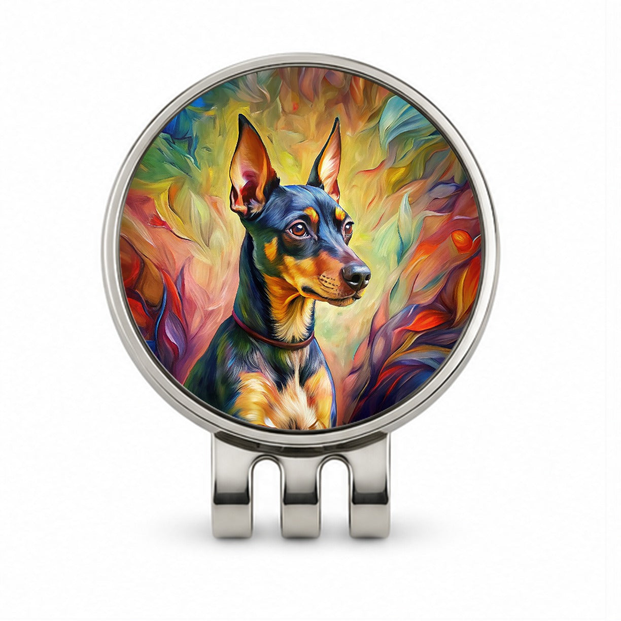 Miniature Pinscher Dog Expressionism Art Golf Hat Clip with Ball Marker