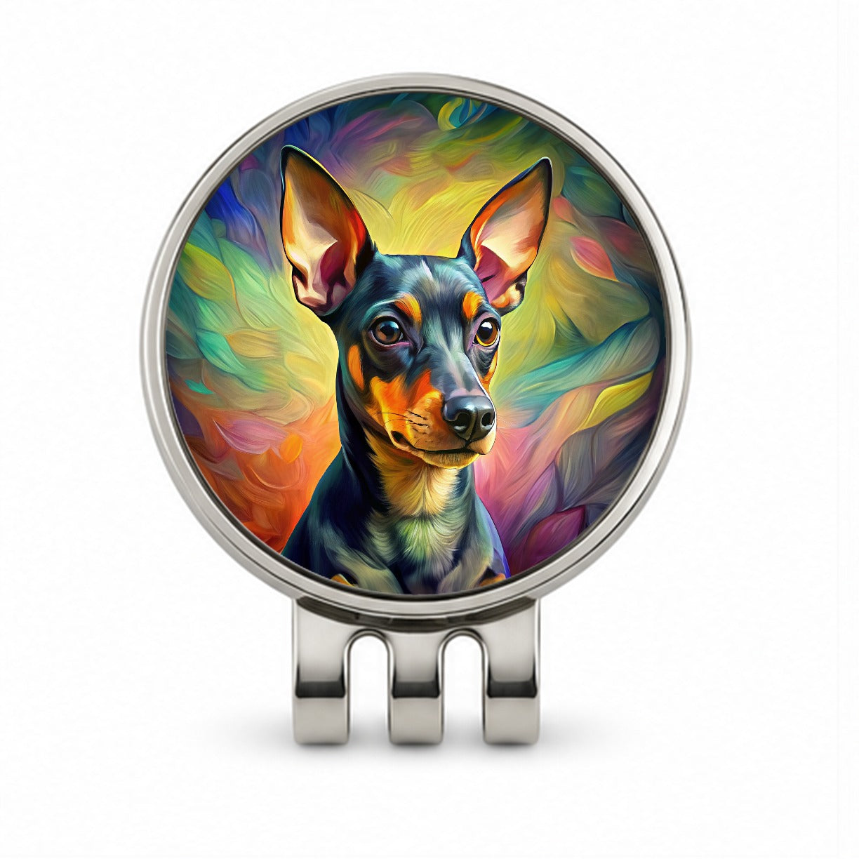 Miniature Pinscher Dog Pop Art Golf Hat Clip with Ball Marker