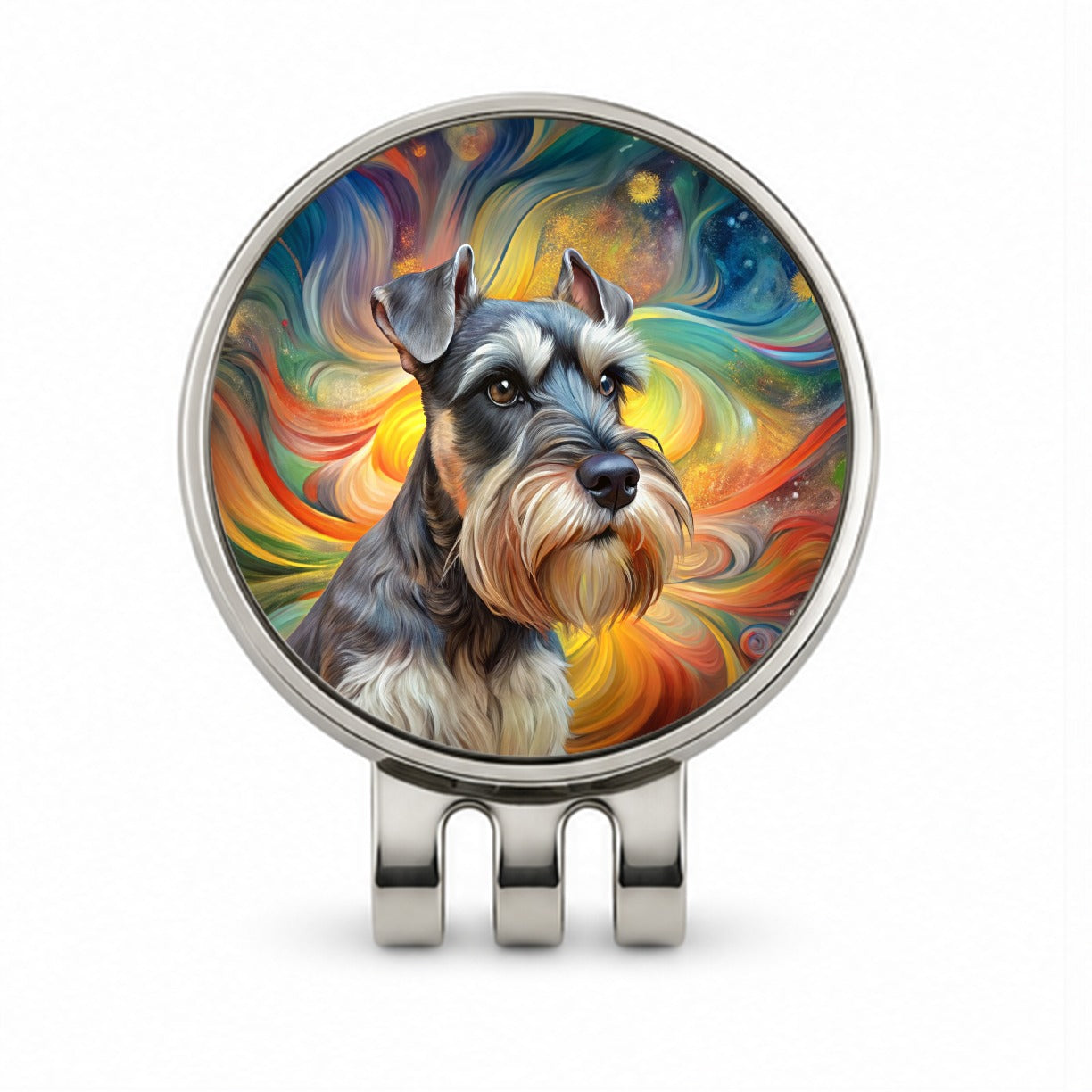 Miniature Schnauzer Dog Abstract Art Golf Hat Clip with Ball Marker
