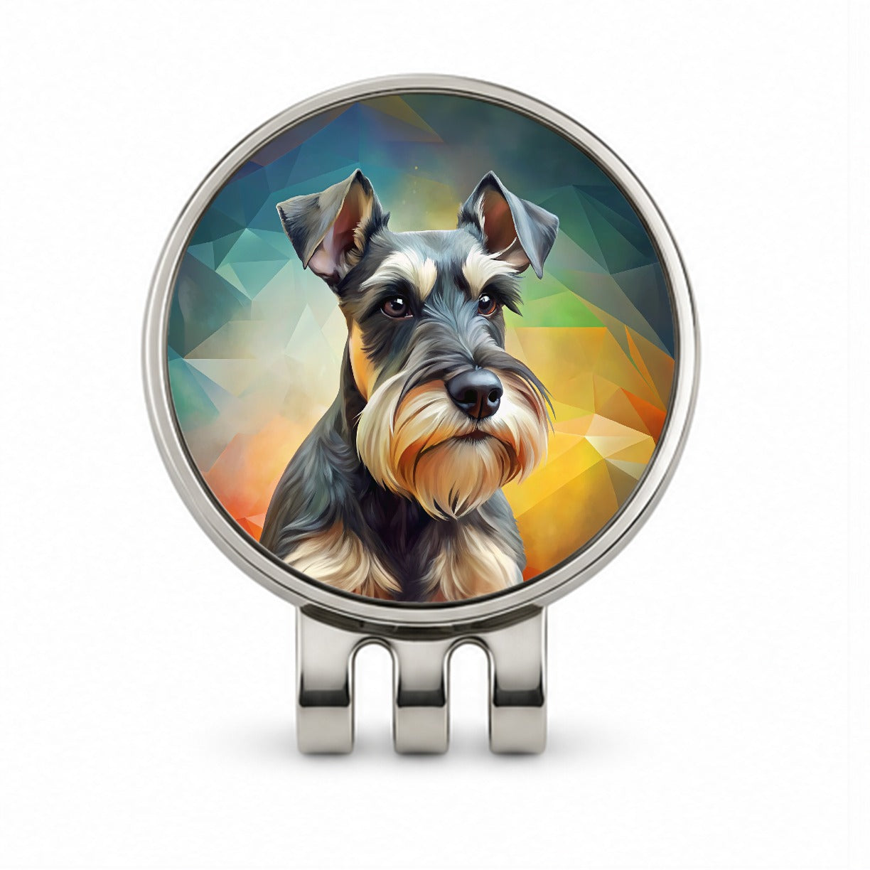 Miniature Schnauzer Dog Contemporary Art Golf Hat Clip with Ball Marker