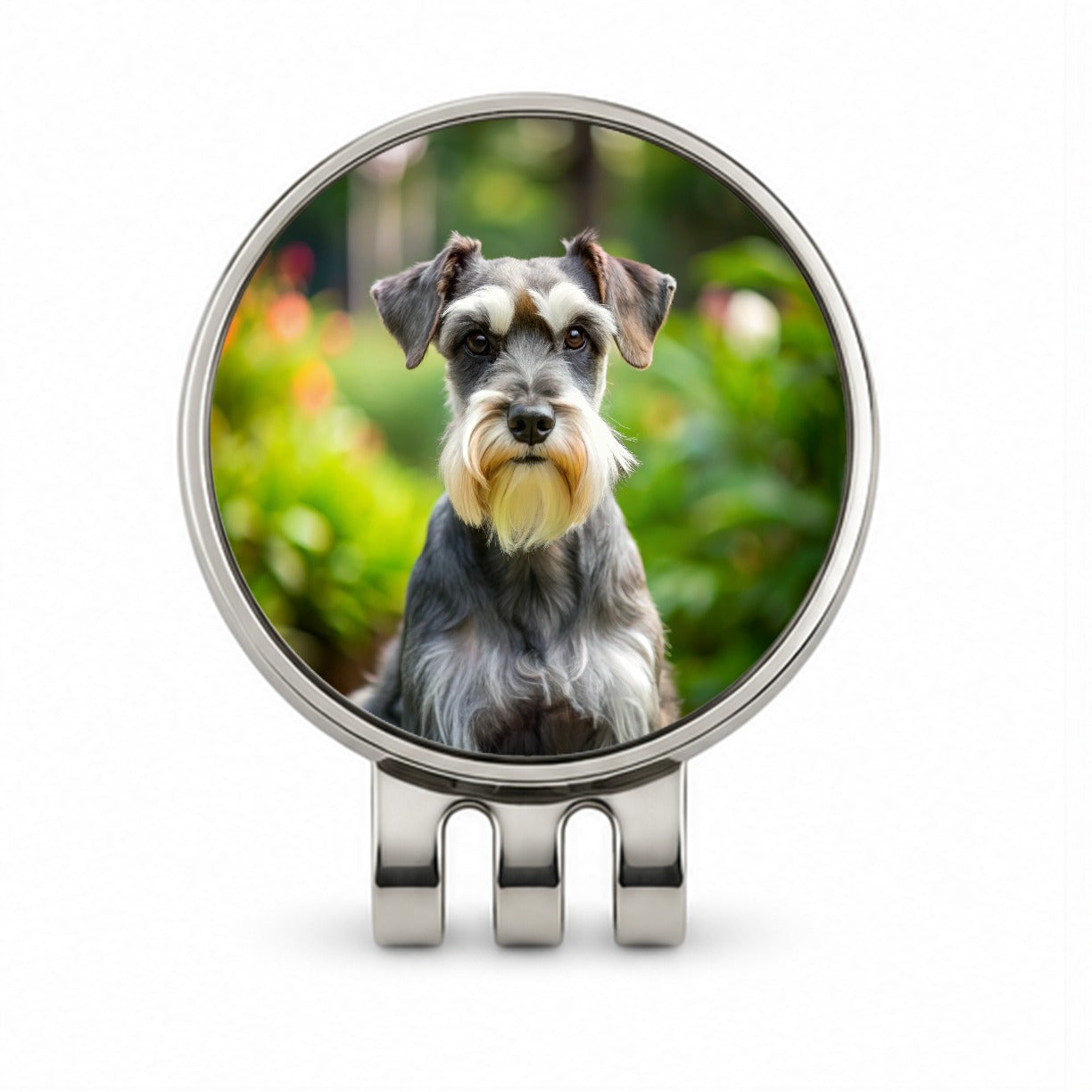 Miniature Schnauzer Dog Photo Golf Hat Clip with Ball Marker