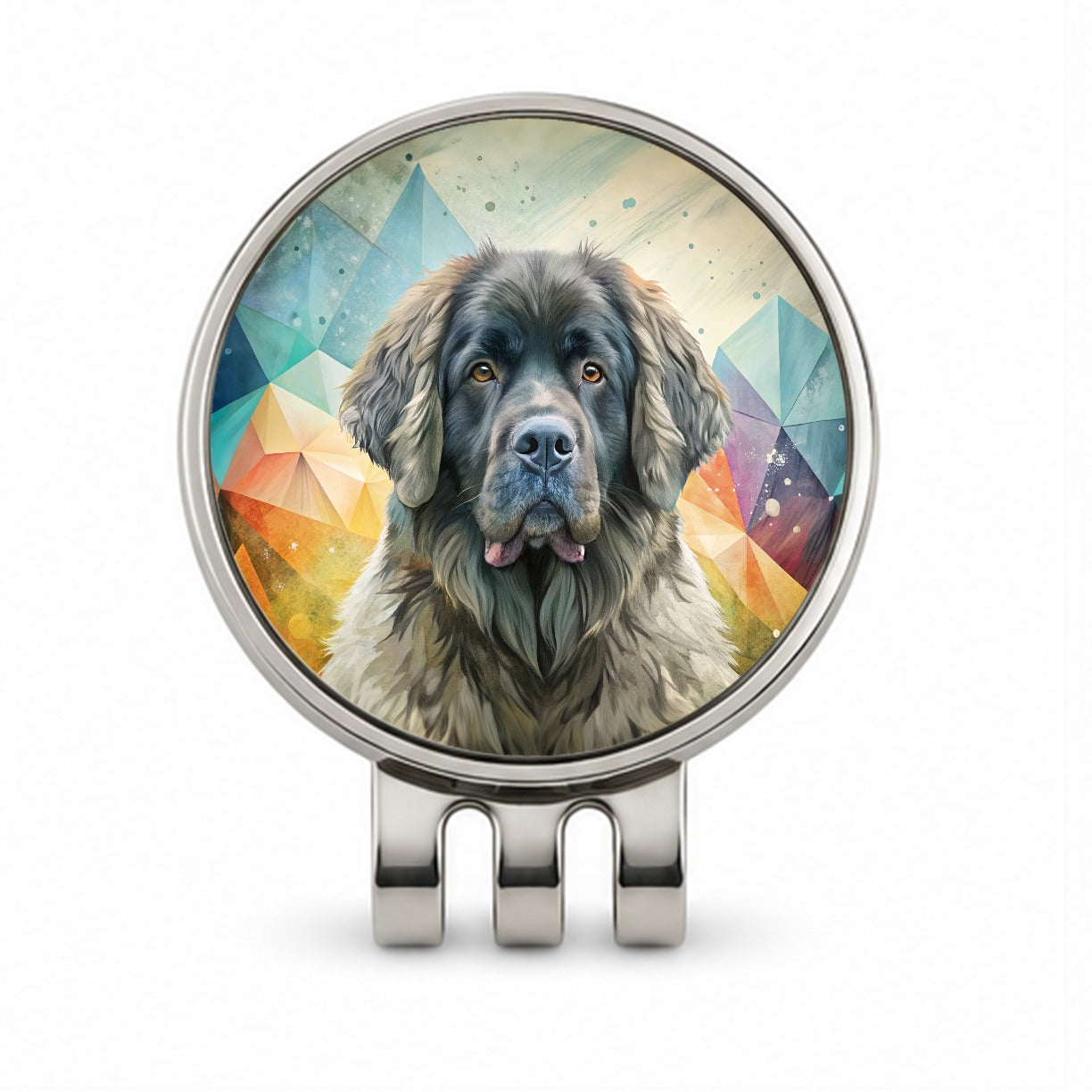 Newfoundland Dog Contemporary Art Golf Hat Clip with Ball Marker