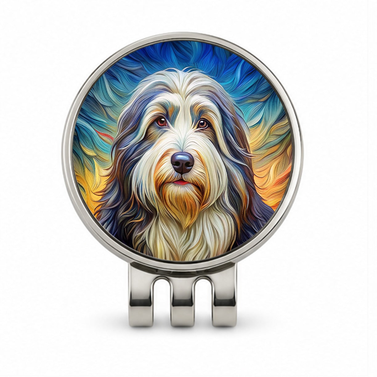 Old English Sheepdog Dog Expressionism Art Golf Hat Clip with Ball Marker