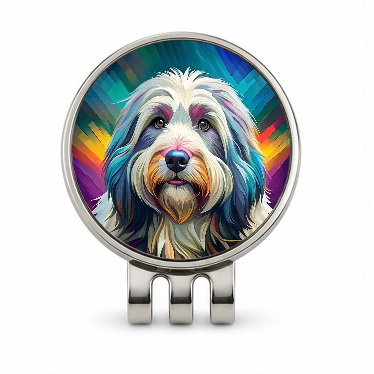 Old English Sheepdog Dog Pop Art Golf Hat Clip with Ball Marker