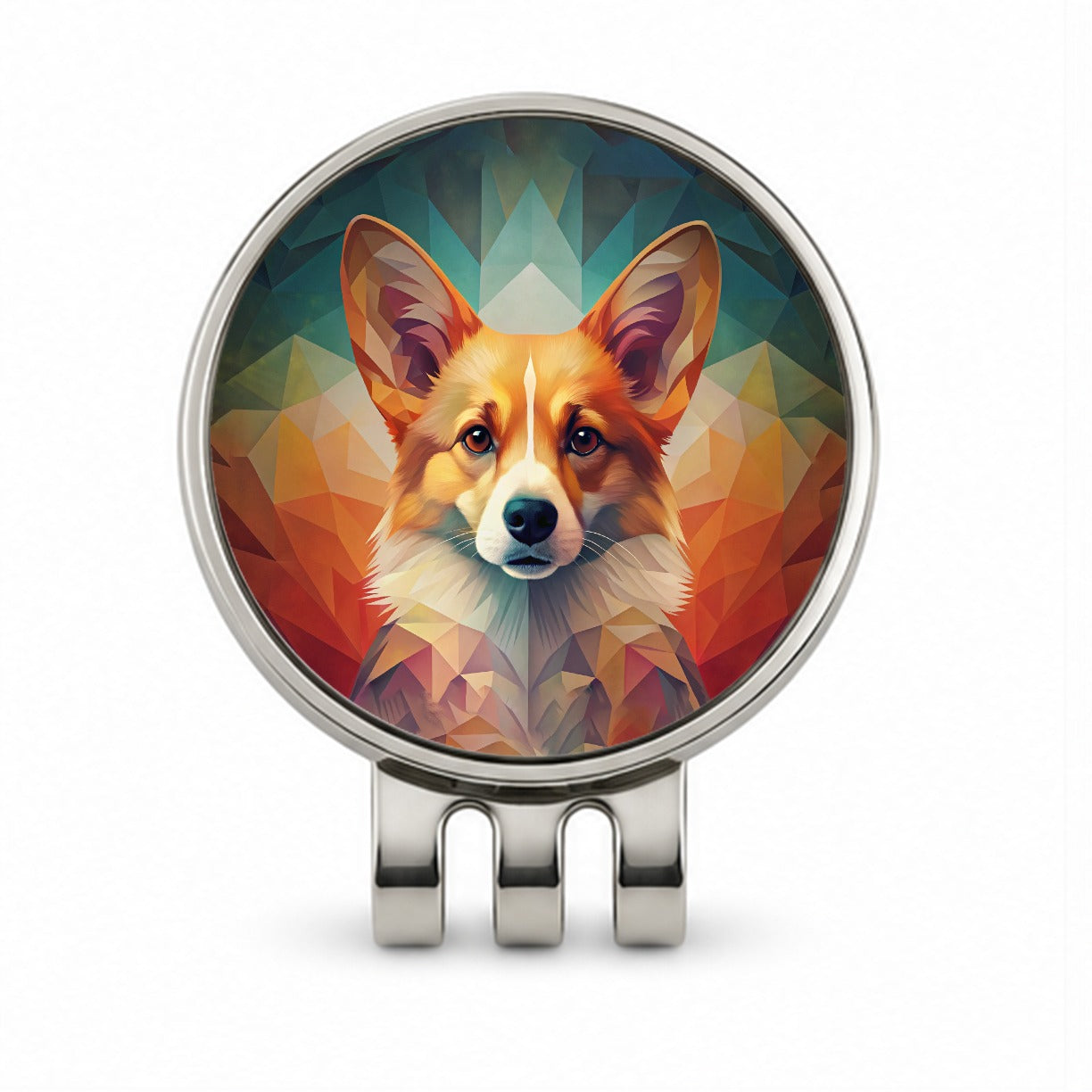 Pembroke Welsh Corgi Dog Abstract Stylized Art Golf Hat Clip with Ball Marker