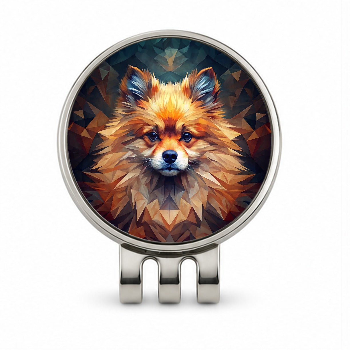 Pomeranian Dog Abstract Art Golf Hat Clip with Ball Marker