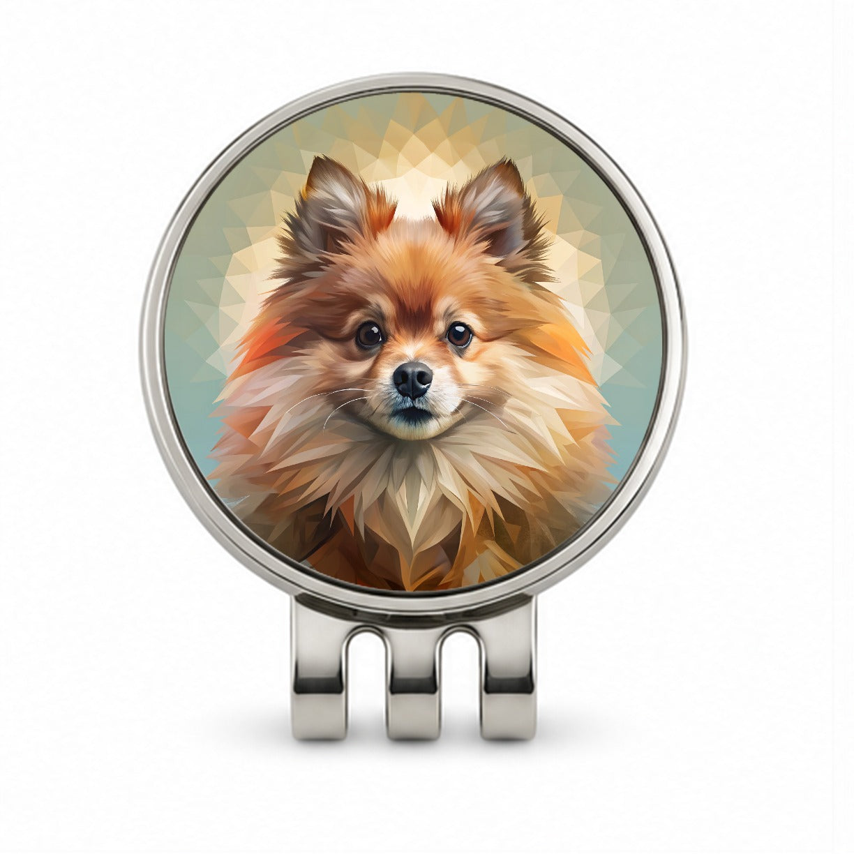 Pomeranian Dog Contemporary Art Golf Hat Clip with Ball Marker