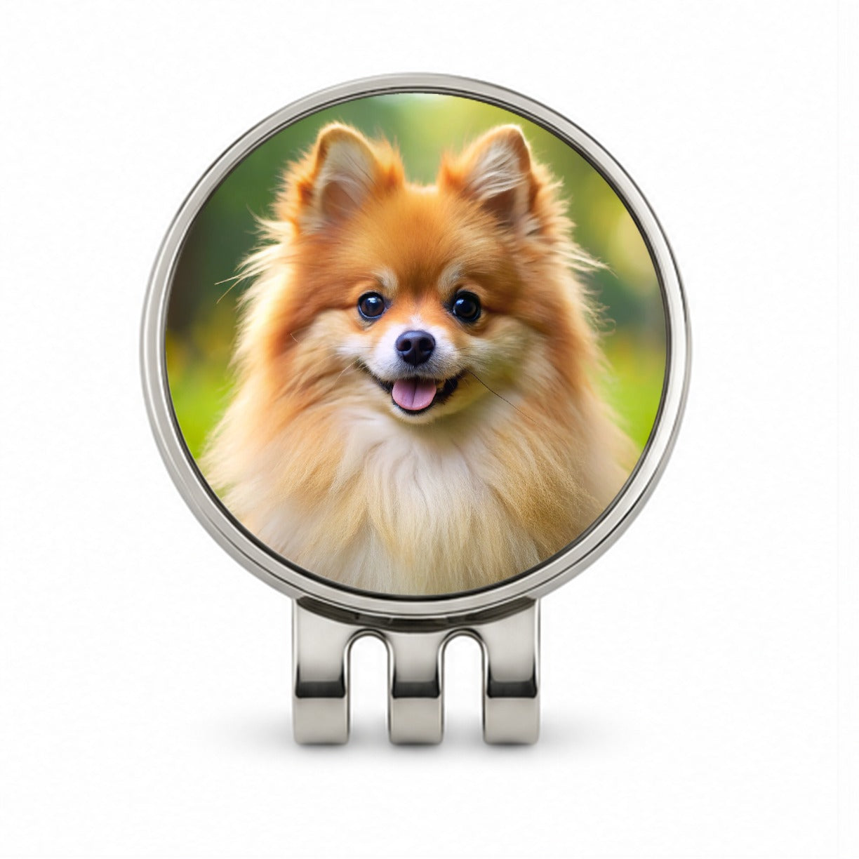 Pomeranian Dog Photo Golf Hat Clip with Ball Marker