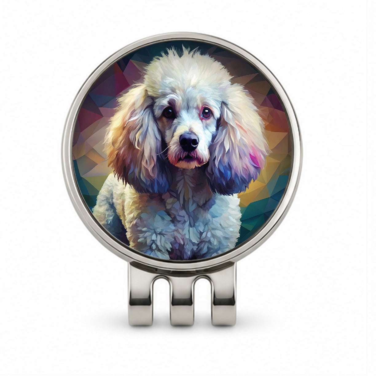 Poodle Dog Abstract Stylized Art Golf Hat Clip with Ball Marker