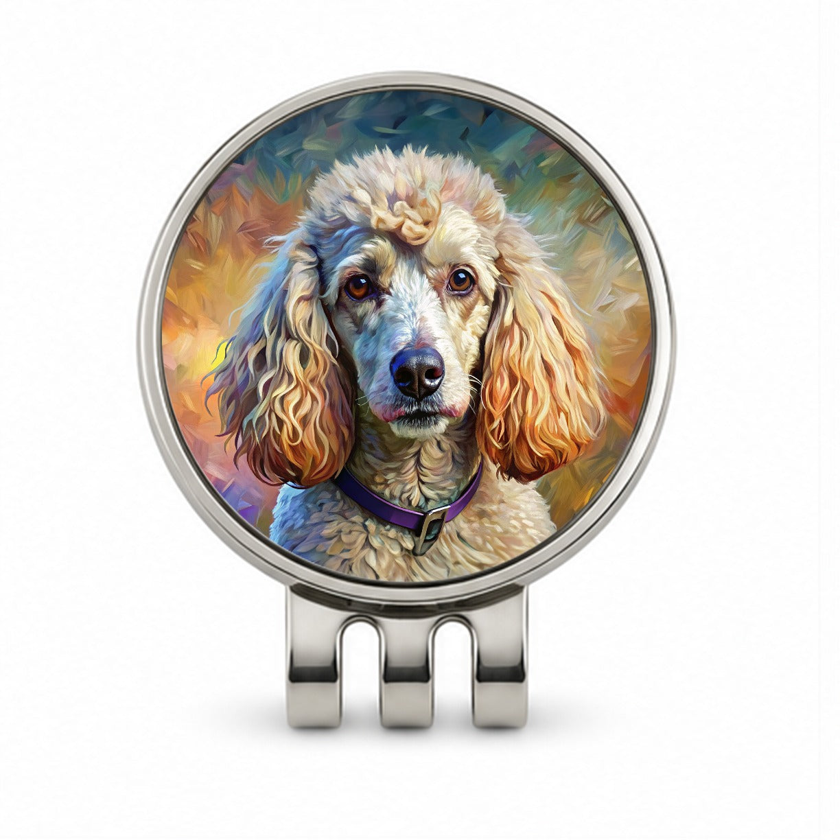 Poodle Dog Expressionism Art Golf Hat Clip with Ball Marker