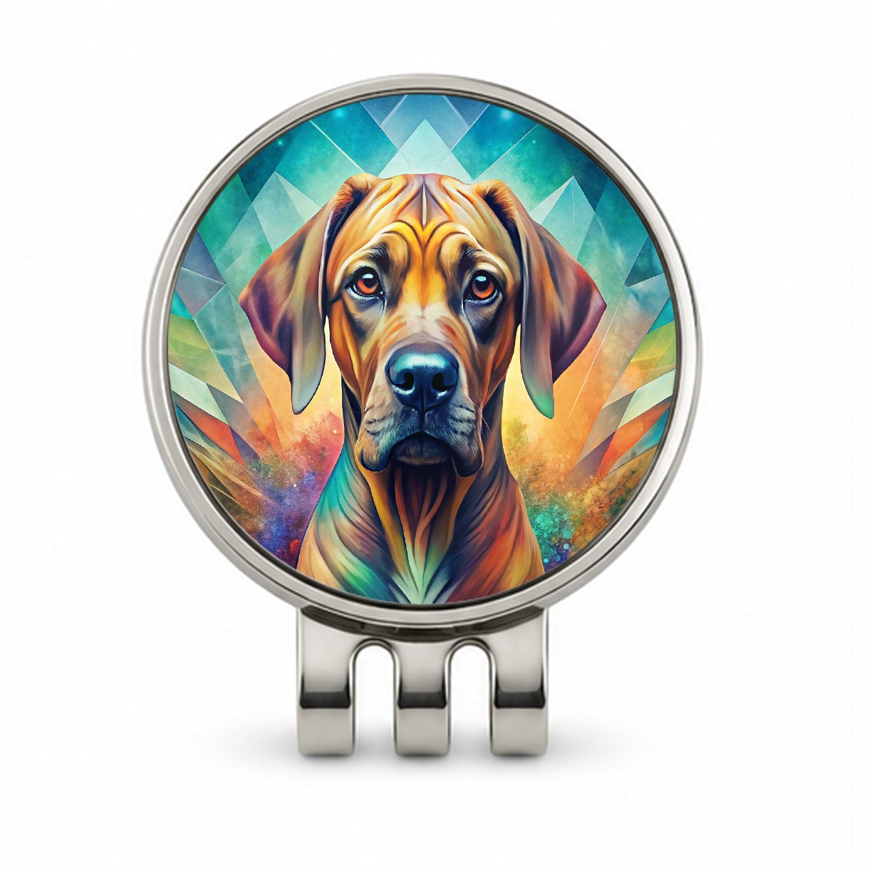 Rhodesian Ridgeback Dog Abstract Art Golf Hat Clip with Ball Marker